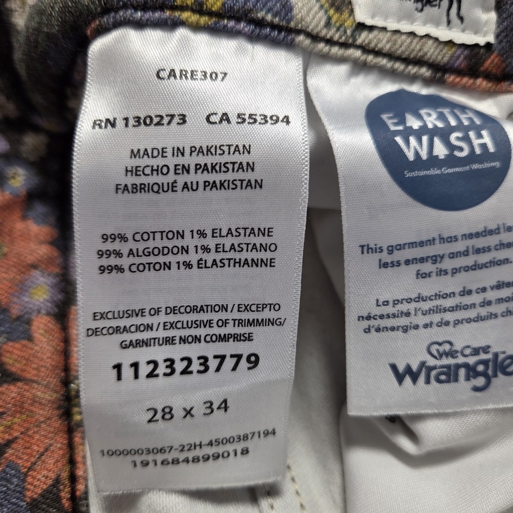 Wrangler Wanderer Jeans Womens 28x34 High Rise Flare Floral Print Boho Retro - Picture 9 of 11